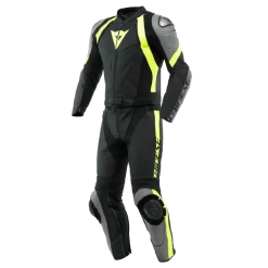Dainese Avro 4 Leather 2-P Suit Black/Charcoal-Gray/Fluo