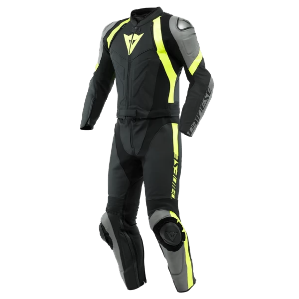 Dainese Avro 4 Leather 2-P Suit Black/Charcoal-Gray/Fluo 1 Dainese Avro 4 Leather 2-P Suit Black/Charcoal-Gray/Fluo