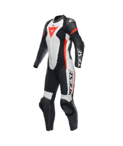 Dainese Grobnik Lady Leather 1PC Suit Perf. Black/White/Fluo-Red