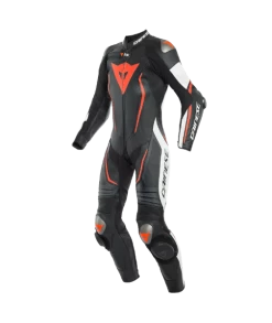 Dainese Misano 2 D-Air Lady Perf. 1-P Suit Black-White-Fluo-Red