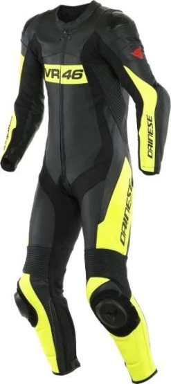 Dainese VR46 Tavullia Leather 1-PC Suit Perf. Black Yellow